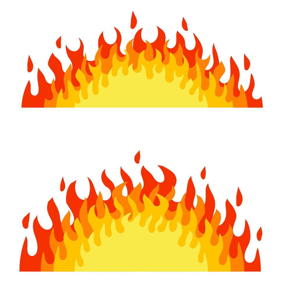 Red flame set. Fire element. Part of the bonfire with the heat. vector