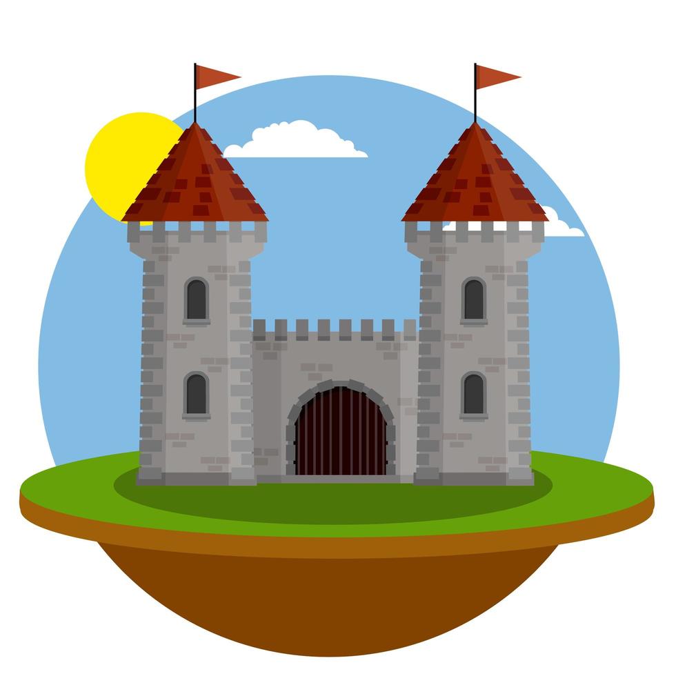 Medieval castle. Old fortress. European architecture and city centre. vector