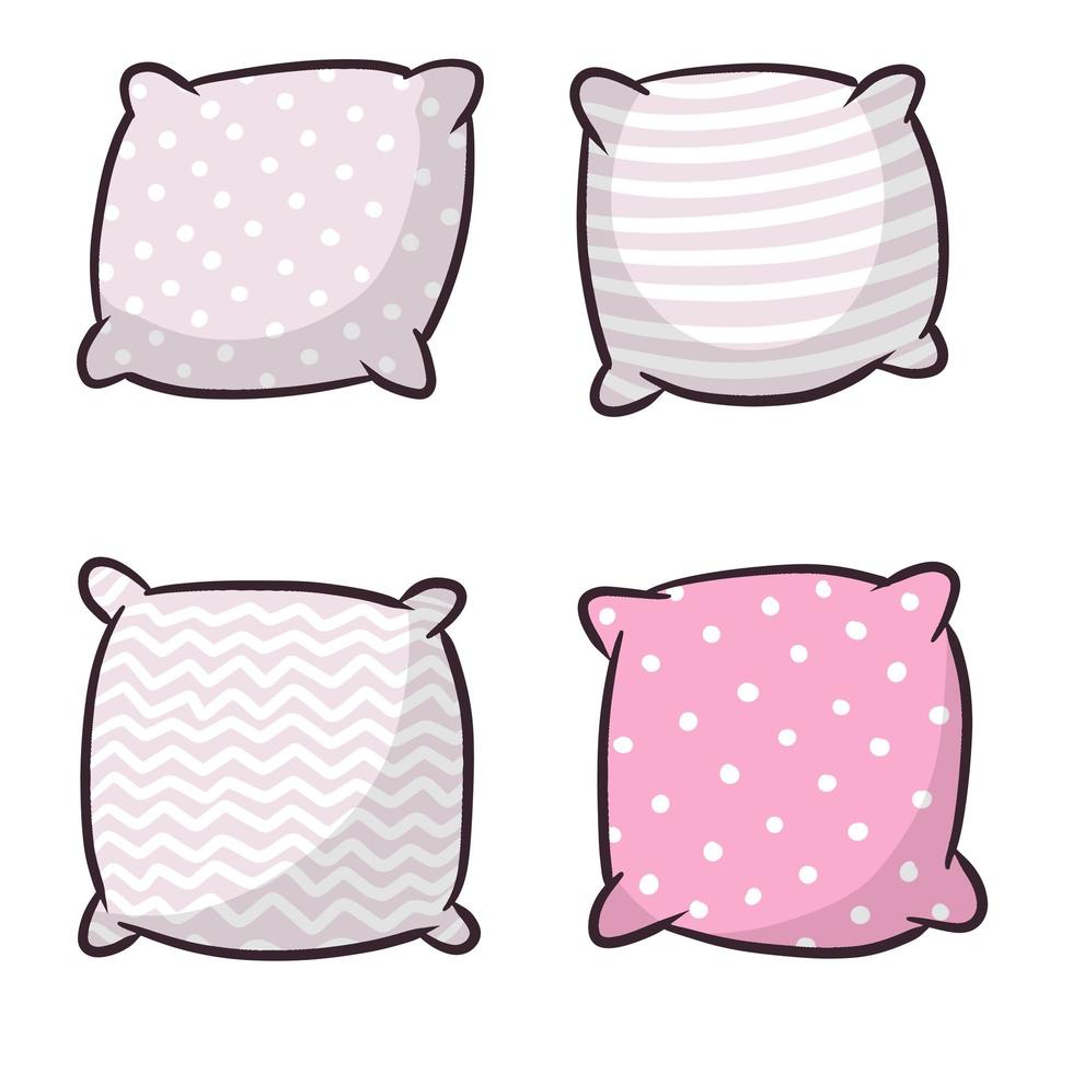 Set of pillows. Large and small object. Cartoon flat illustration. vector