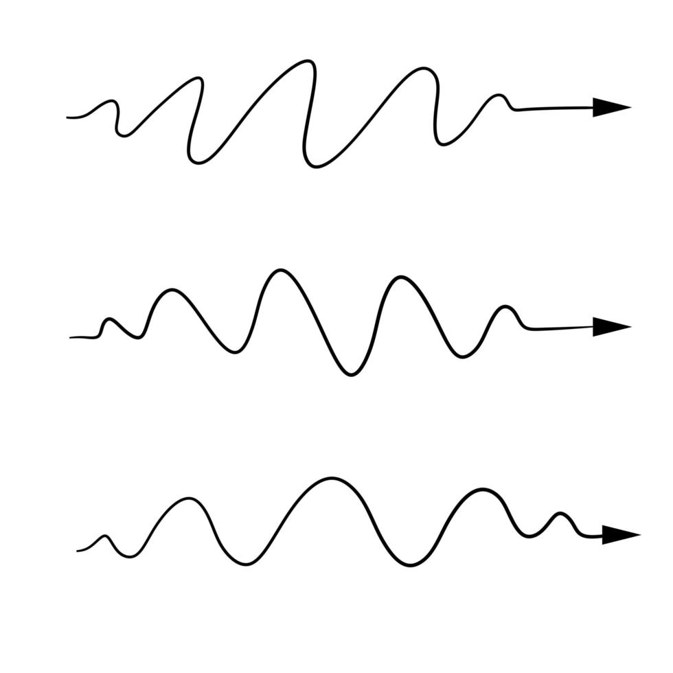 línea ondulada. conjunto de flechas curvas y sinuosas vector