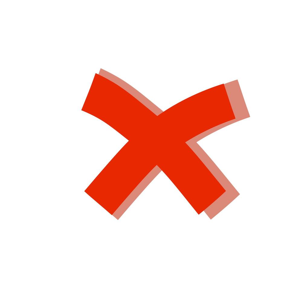 símbolo de cruz icono de mancha y prohibición. contra y rechazo. vector