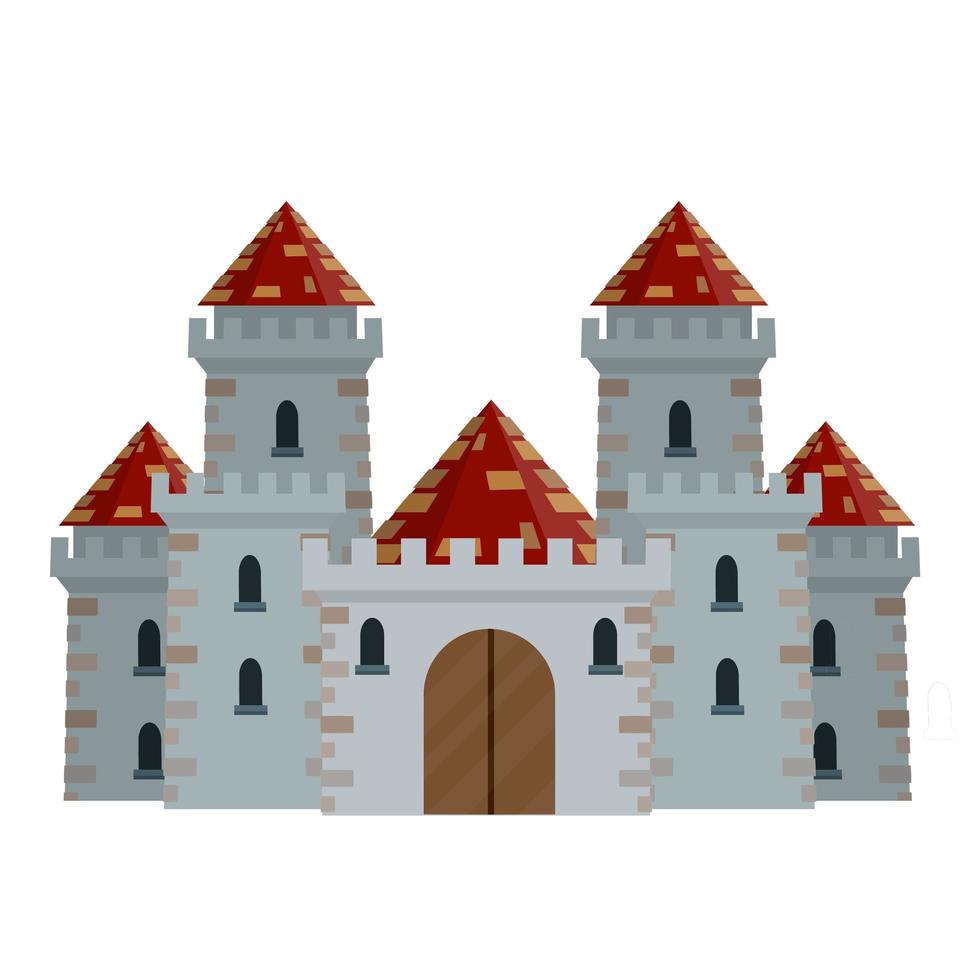 Medieval European stone castle. Military building with wall vector