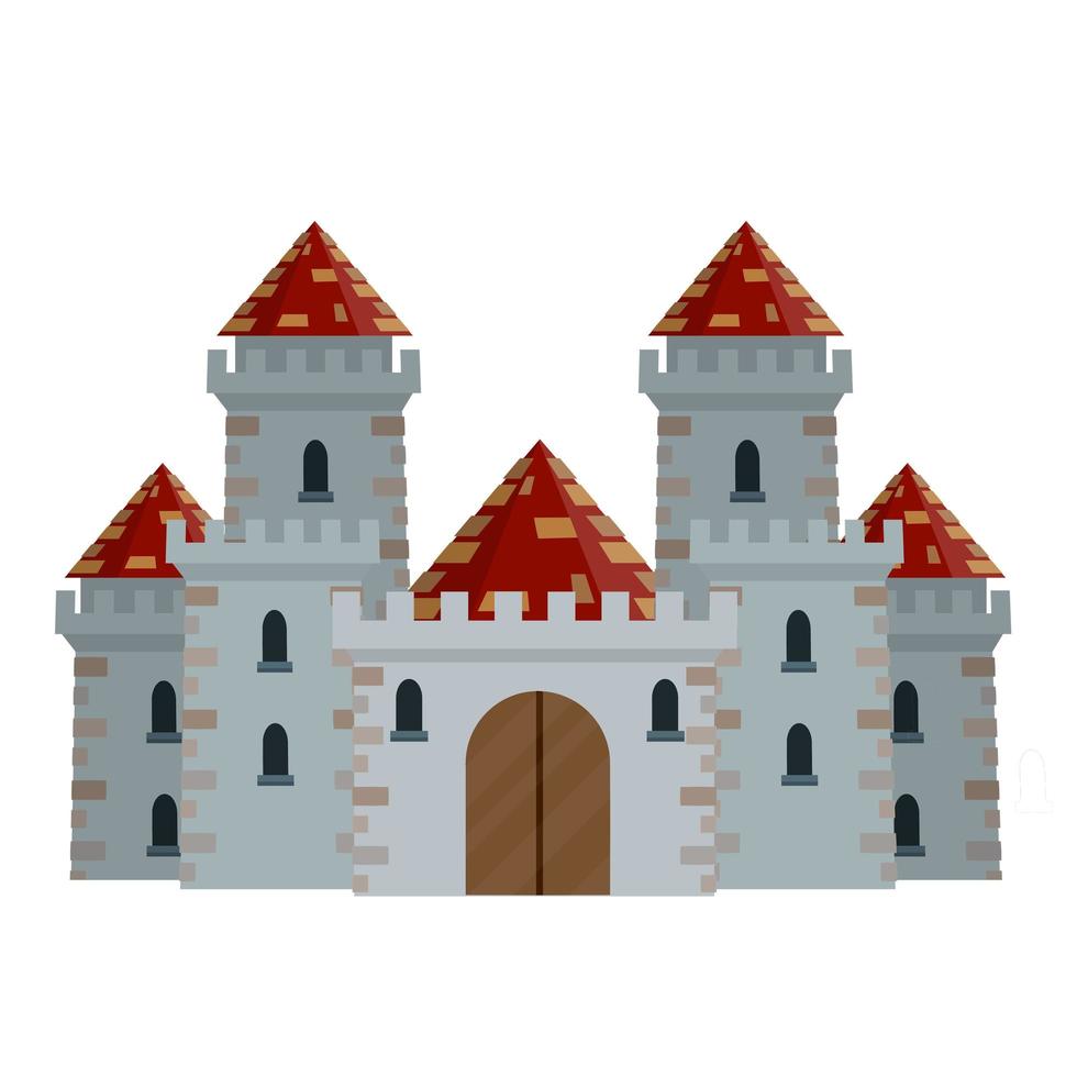 castillo de piedra europeo medieval. edificio militar con muro vector