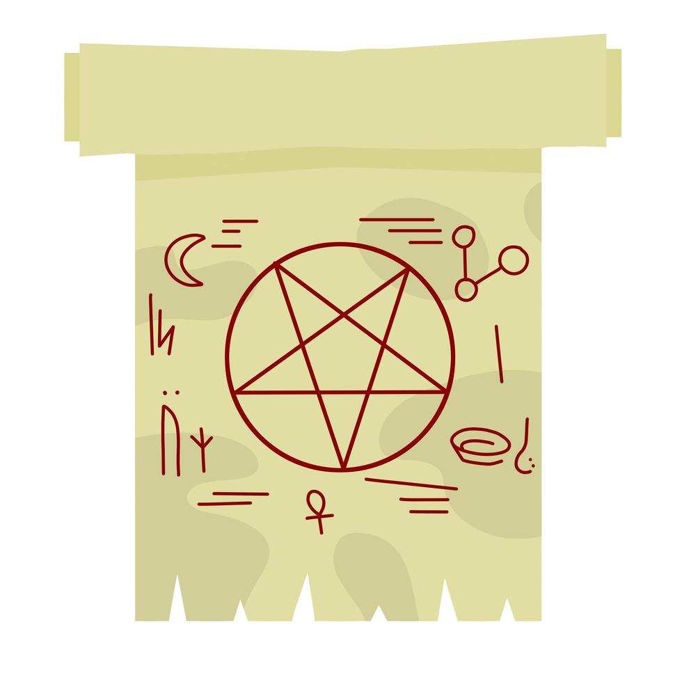 Papyrus scroll with magic spell isolated on white vector