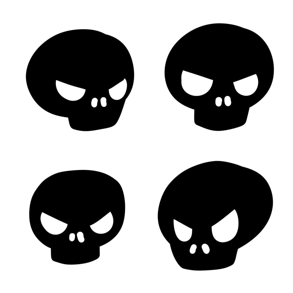 Set of funny skulls. Scary element of Halloween. Death head. vector