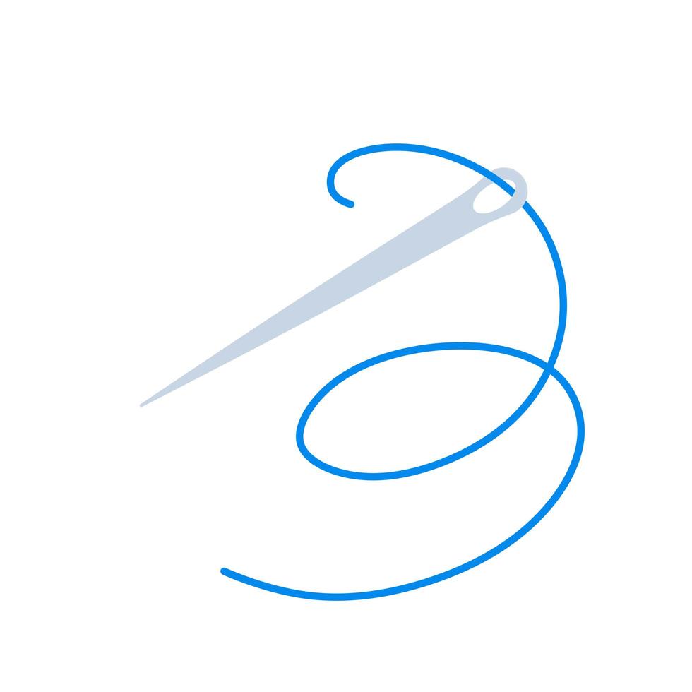 Thread with needle. Sewing and knitting. Hobbies and needlework. vector
