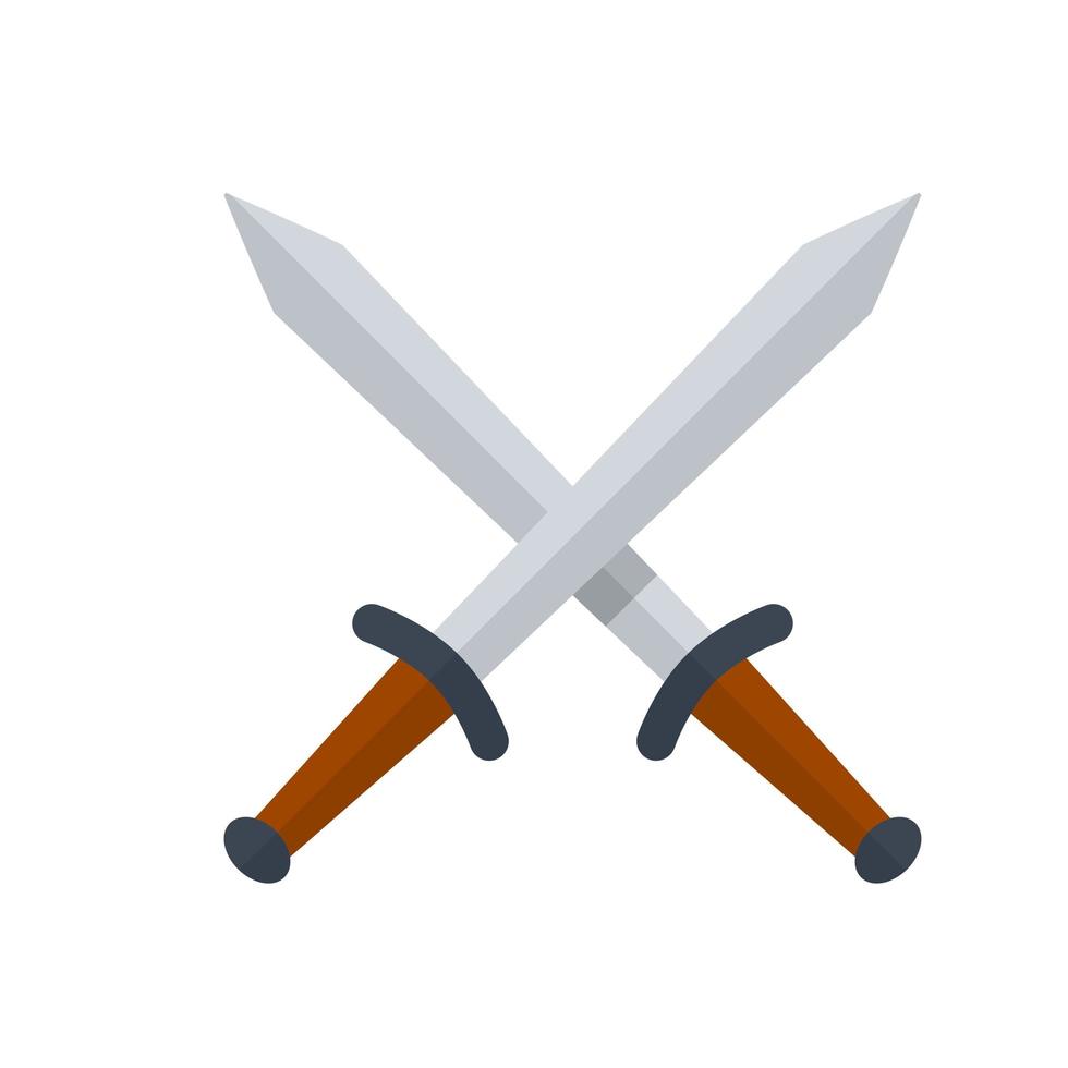 Crossed sword. Medieval knight weapon. Soldier item. vector