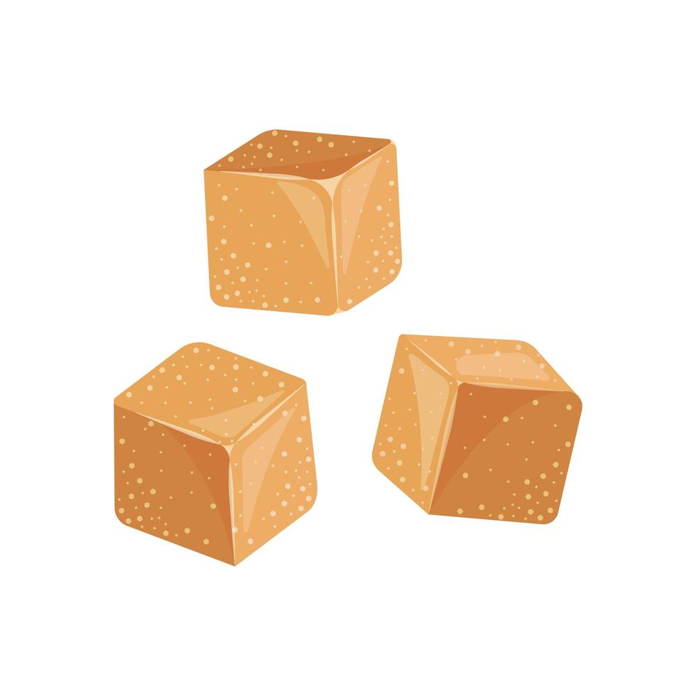 Sugar brown cube, cartoon illustration. Vector illustration.