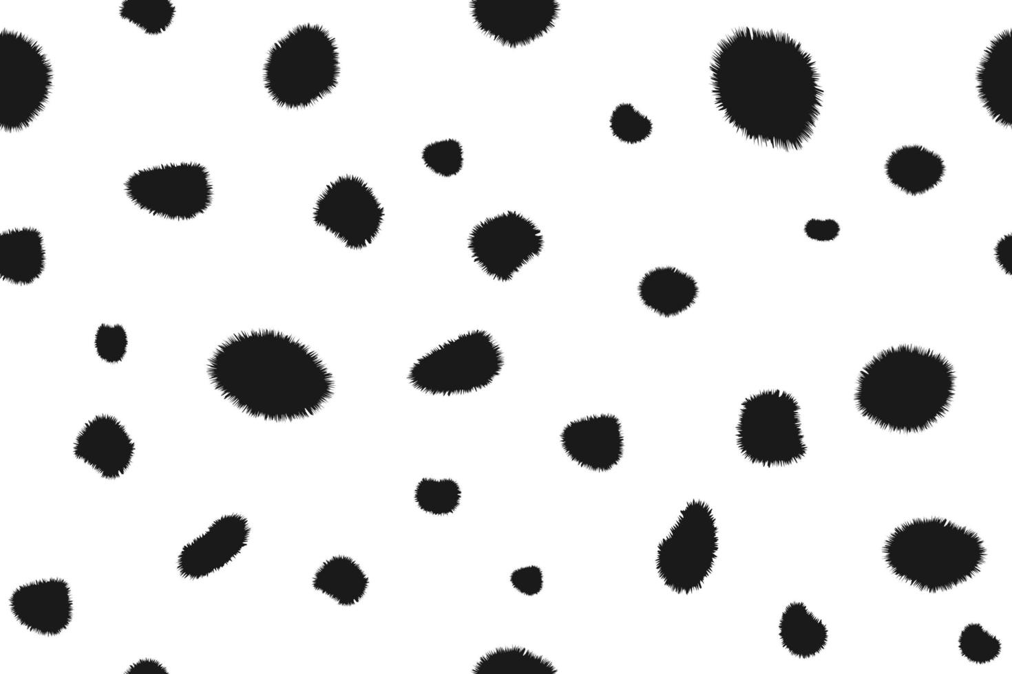 Dalmatian pattern. Seamless print of an animal skin with black spots on white background. vector