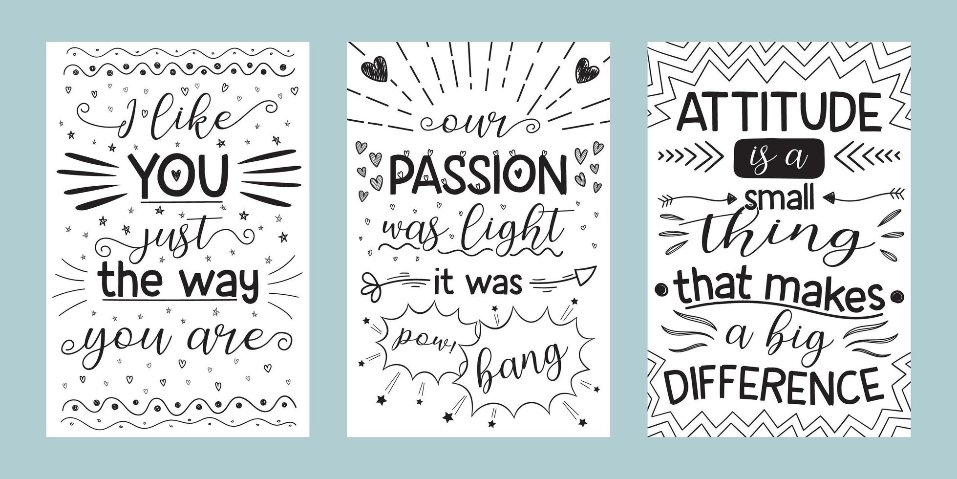 Three lettering posters. Perfect for print or web. vector