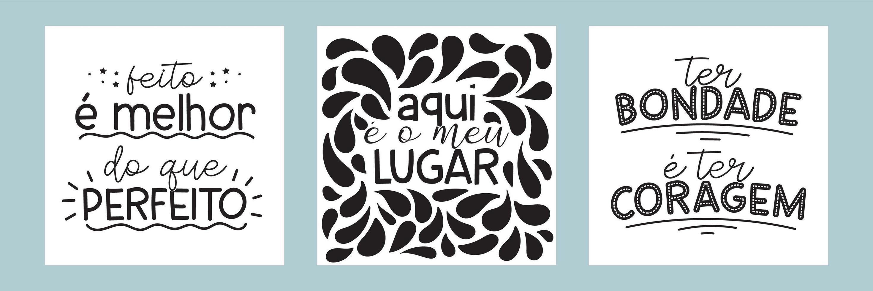 tres carteles de letras en portugués brasileño. vector