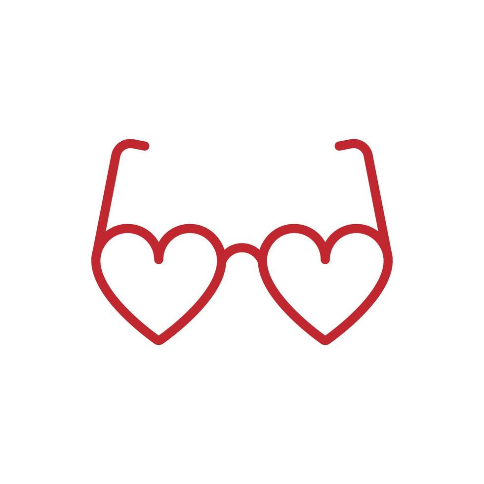 Heart Sunglasses Icon Silhouette, Flat Design. vector