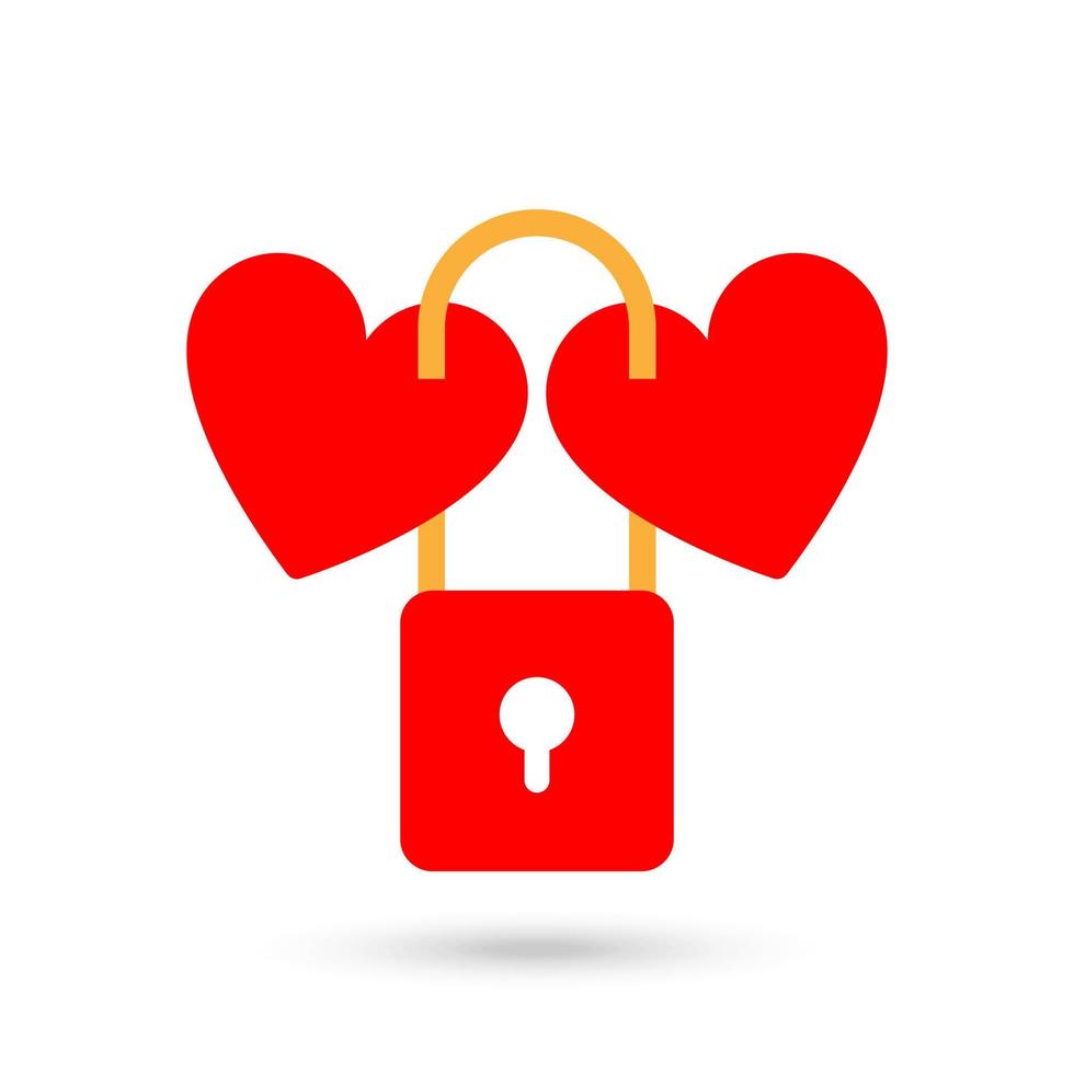 Love Lock. Two hearts locked together. vector