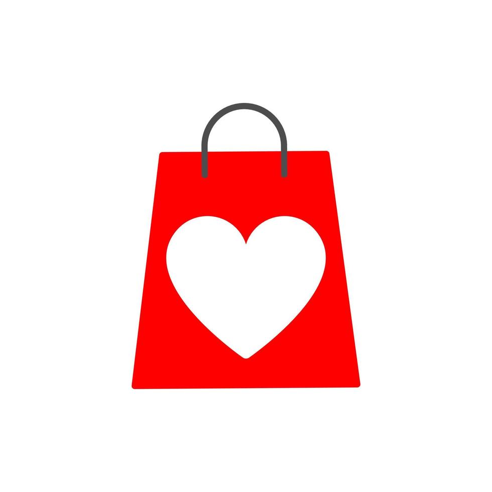 bolsa de compras con el icono de la línea del corazón vector