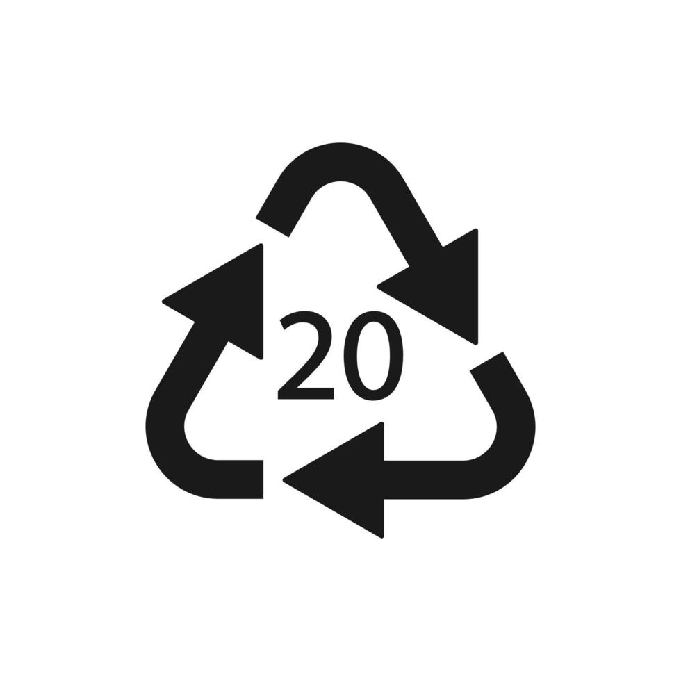 Paper recycling symbol PAP 20. Vector illustration