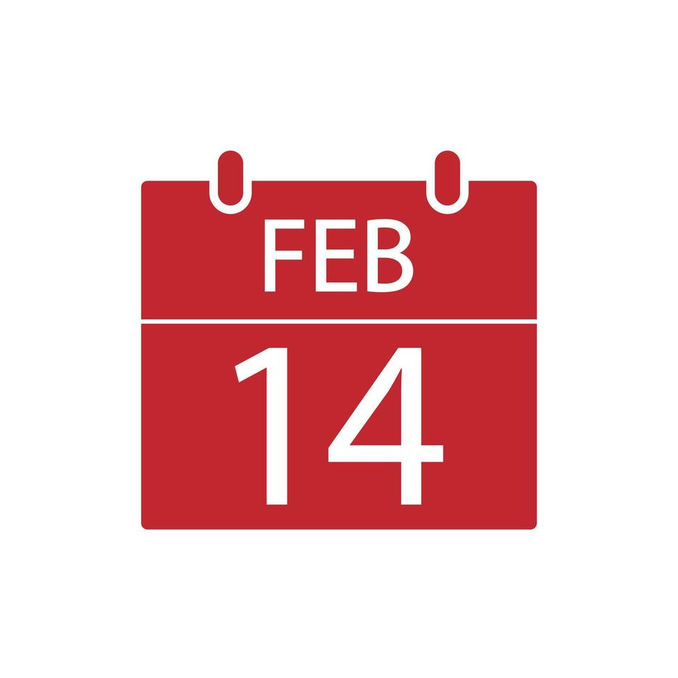 Calendar 14 February. Valentine's day holiday. vector