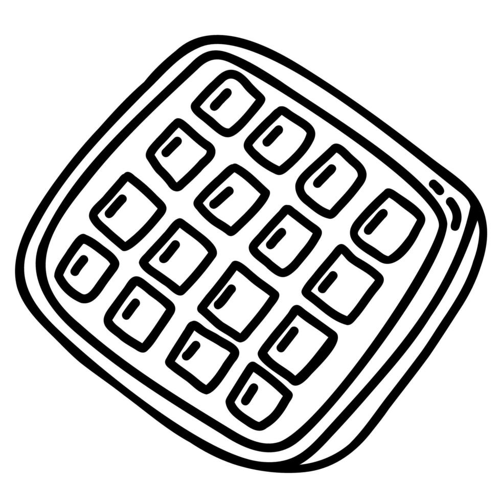 Dessert. Wafer. Vector illustration. Linear hand drawing doodle
