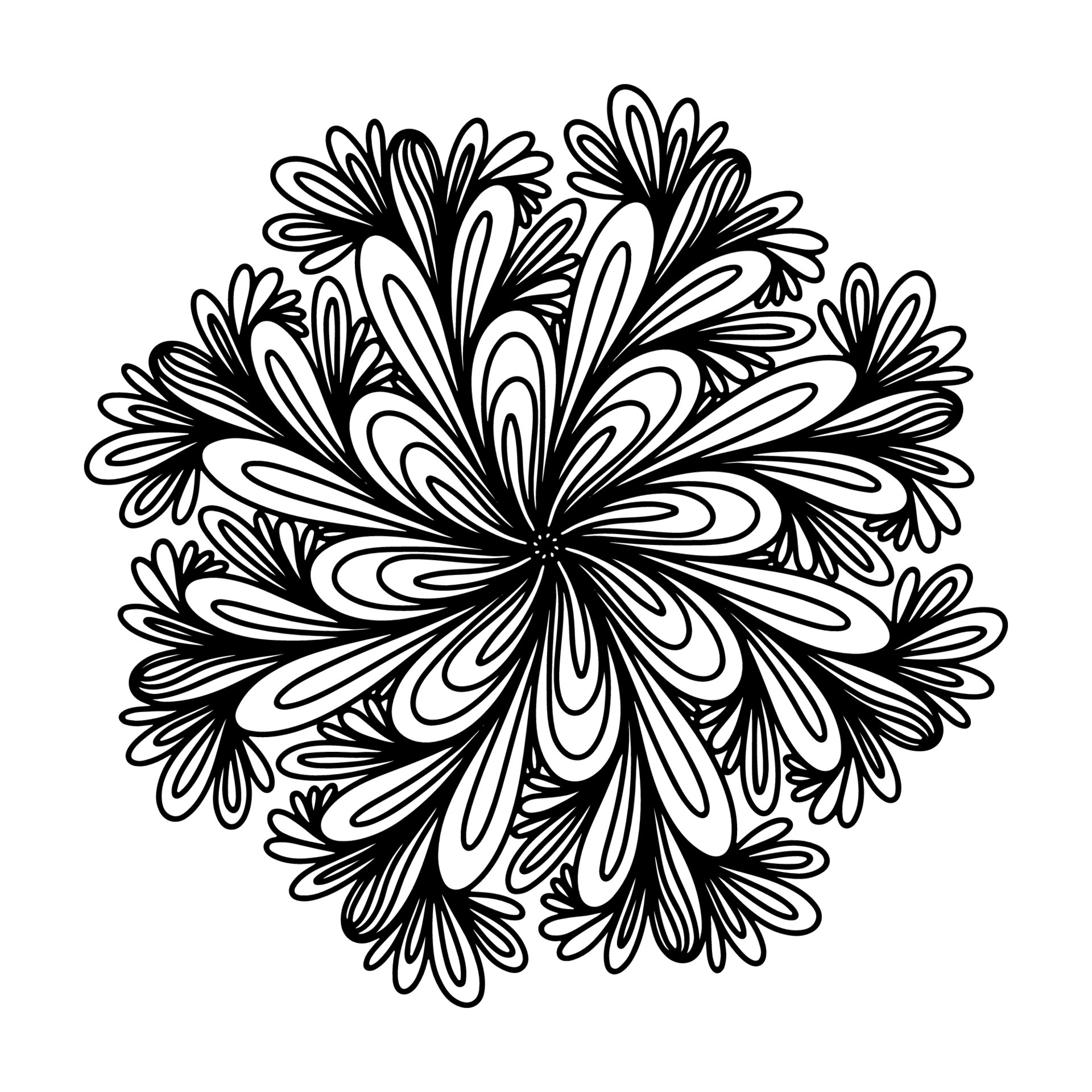 Hand Drawing Mandala-Black & White Original Unique Beautiful Flower Mandala  Art.