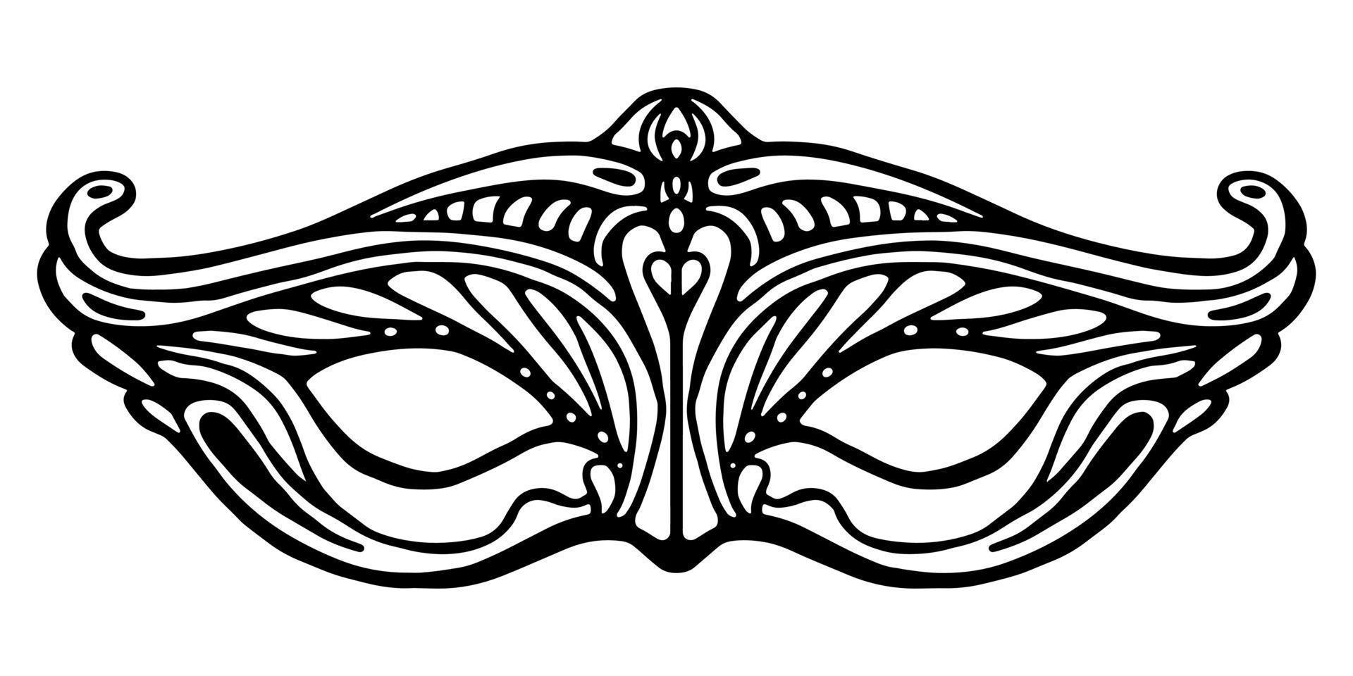 máscara de mardi gras dibujada a mano aislada sobre fondo blanco. máscara de elegancia de carnaval veneciano. ilustración vectorial vector