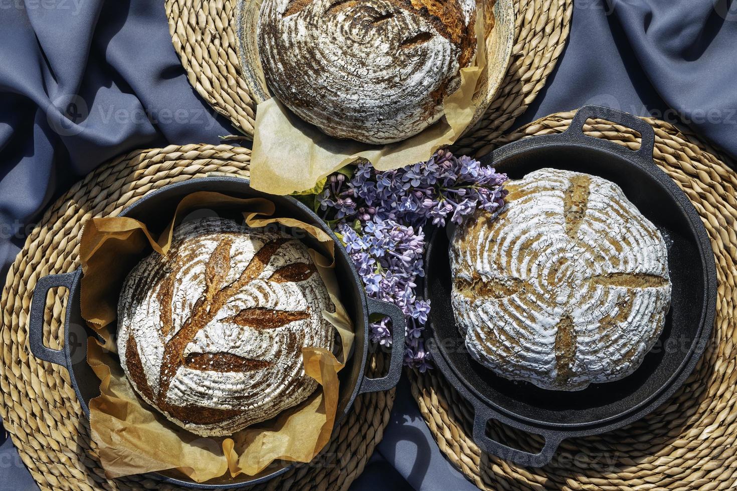 Homemade bread. Healthy food. Top view. photo