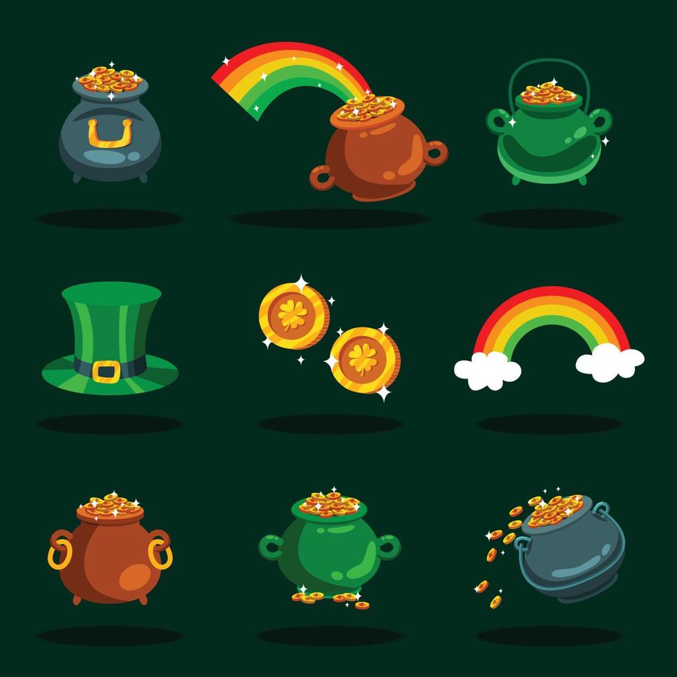 St. Patrick's Day Pot of Gold Sticker Collection vector