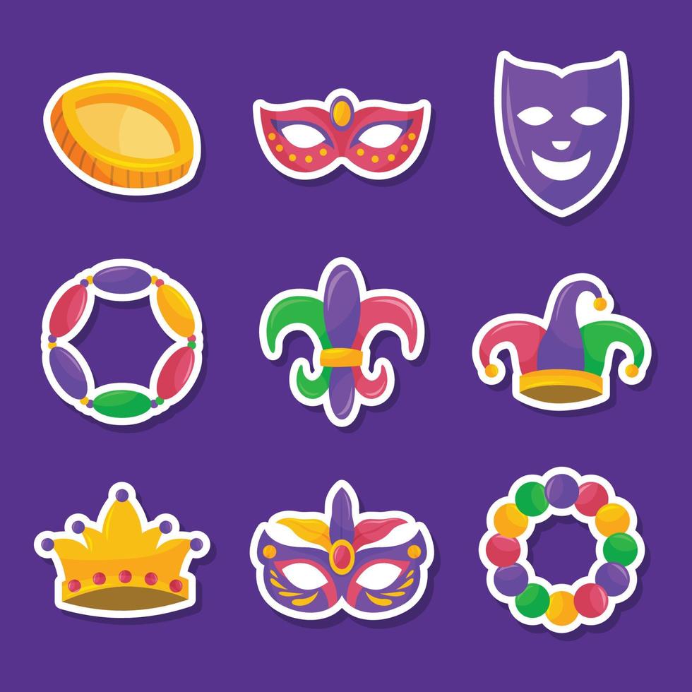Mardi Gras Mask and Beads Sticker vector