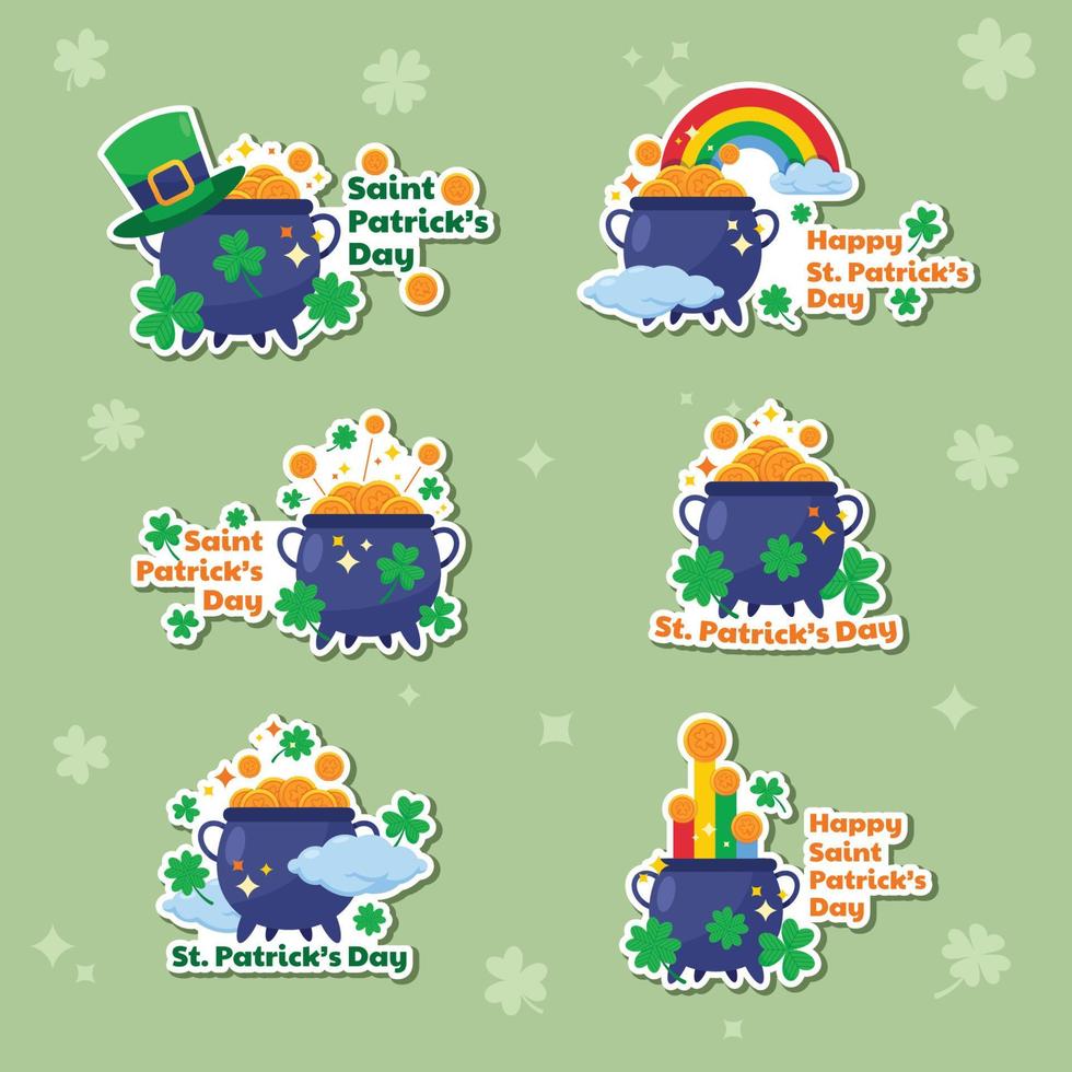 Pot of Gold Stickers Set vector