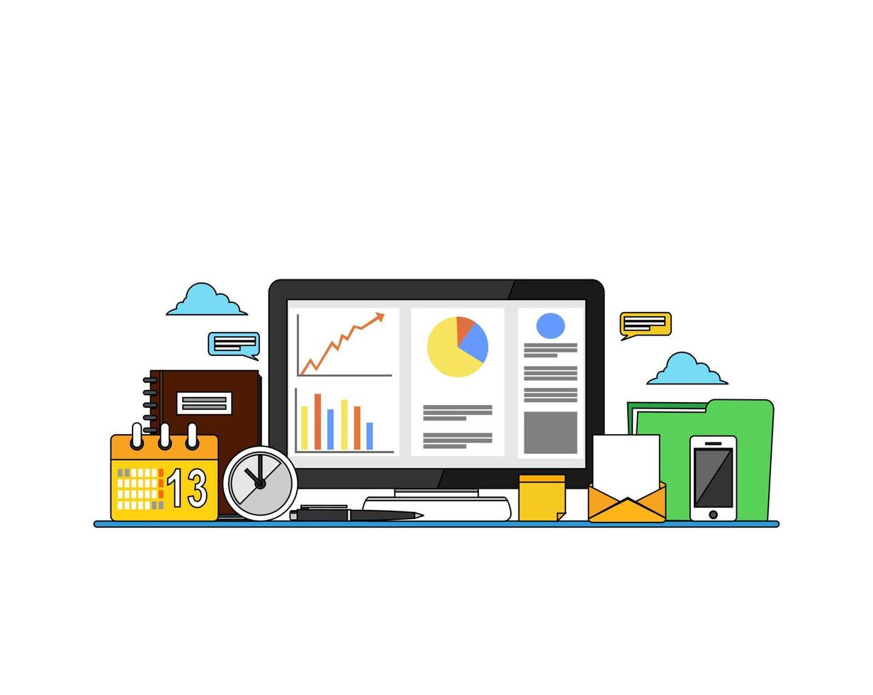 Business statistics or Business management concept. Modern flat design for Web Banner , Website Element , or Web Template vector