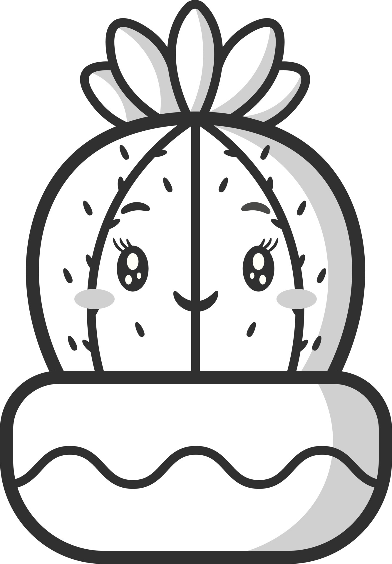 Cactus cute sticker drawing sketch for coloring 5484819 Vector Art