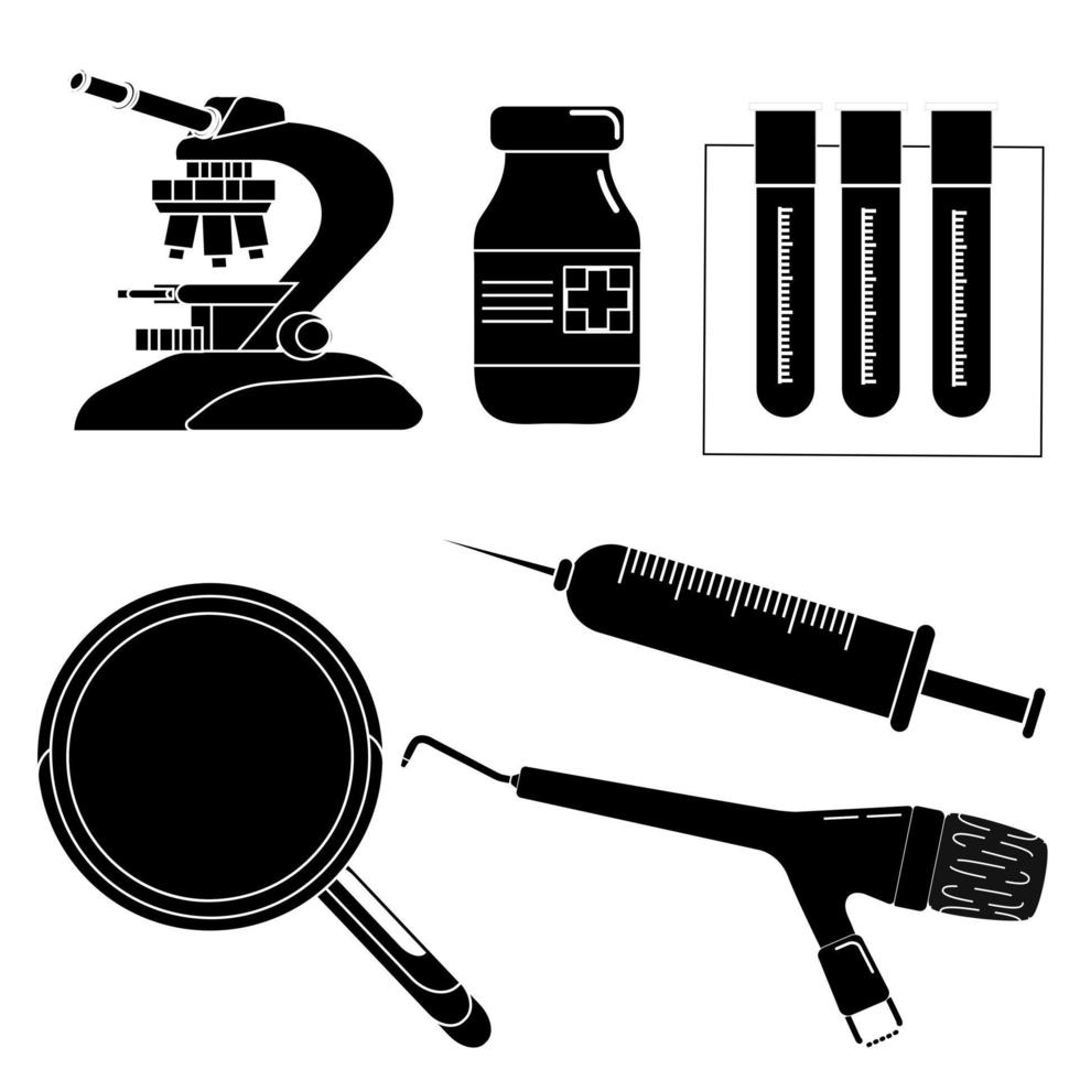 A set of medical devices and accessories. vector