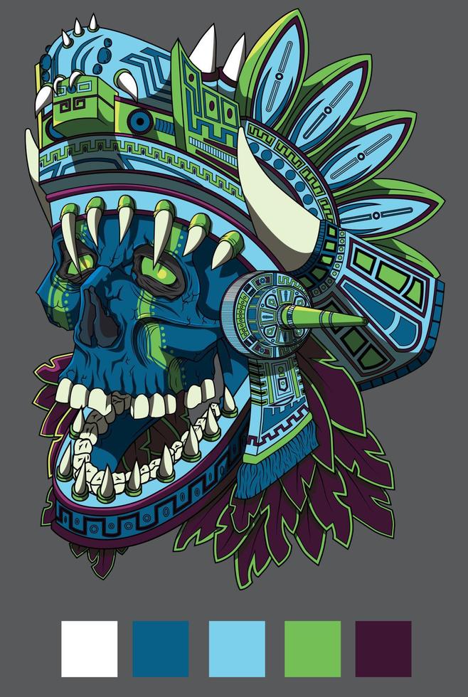 aztec skull vector