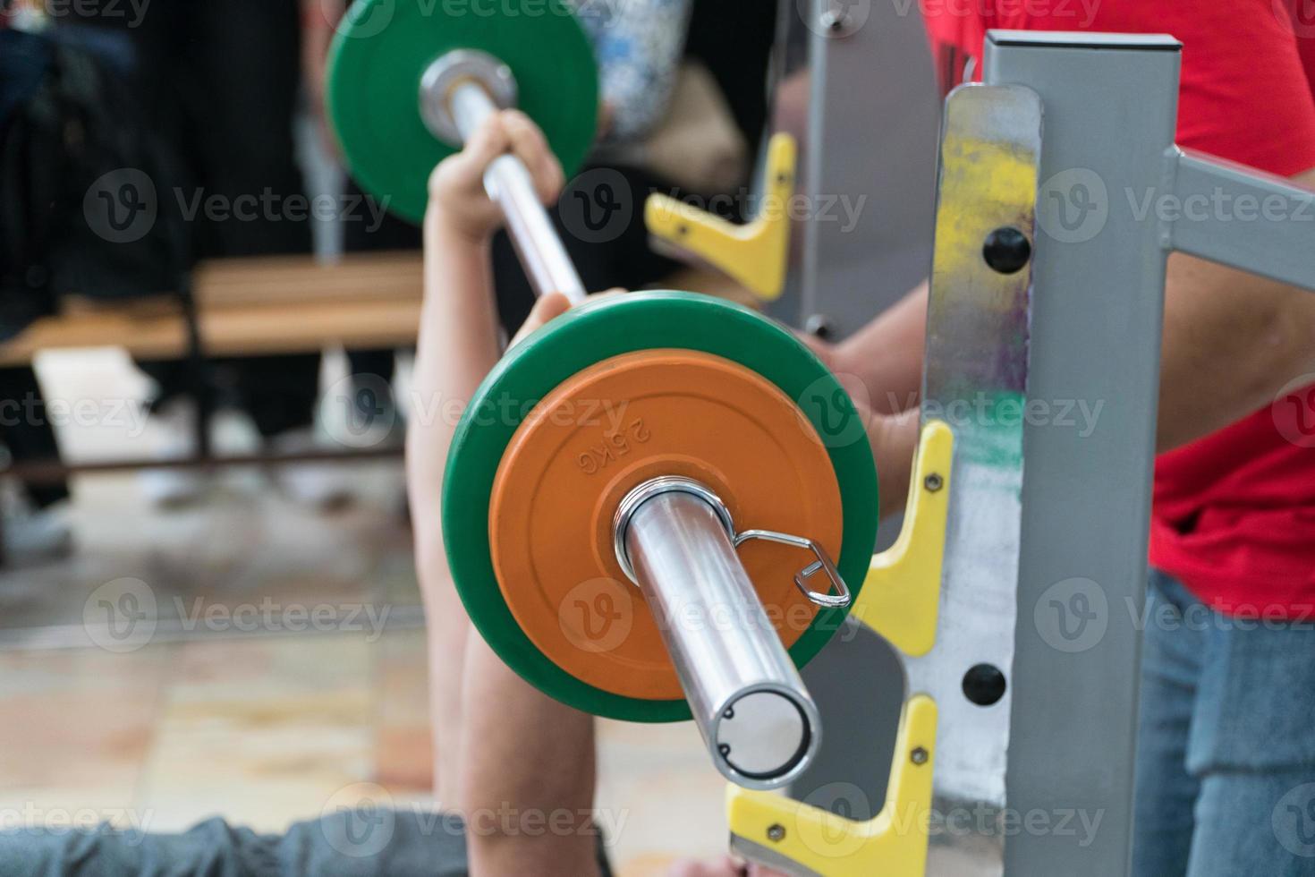bench press in the gym. competition and tournament photo
