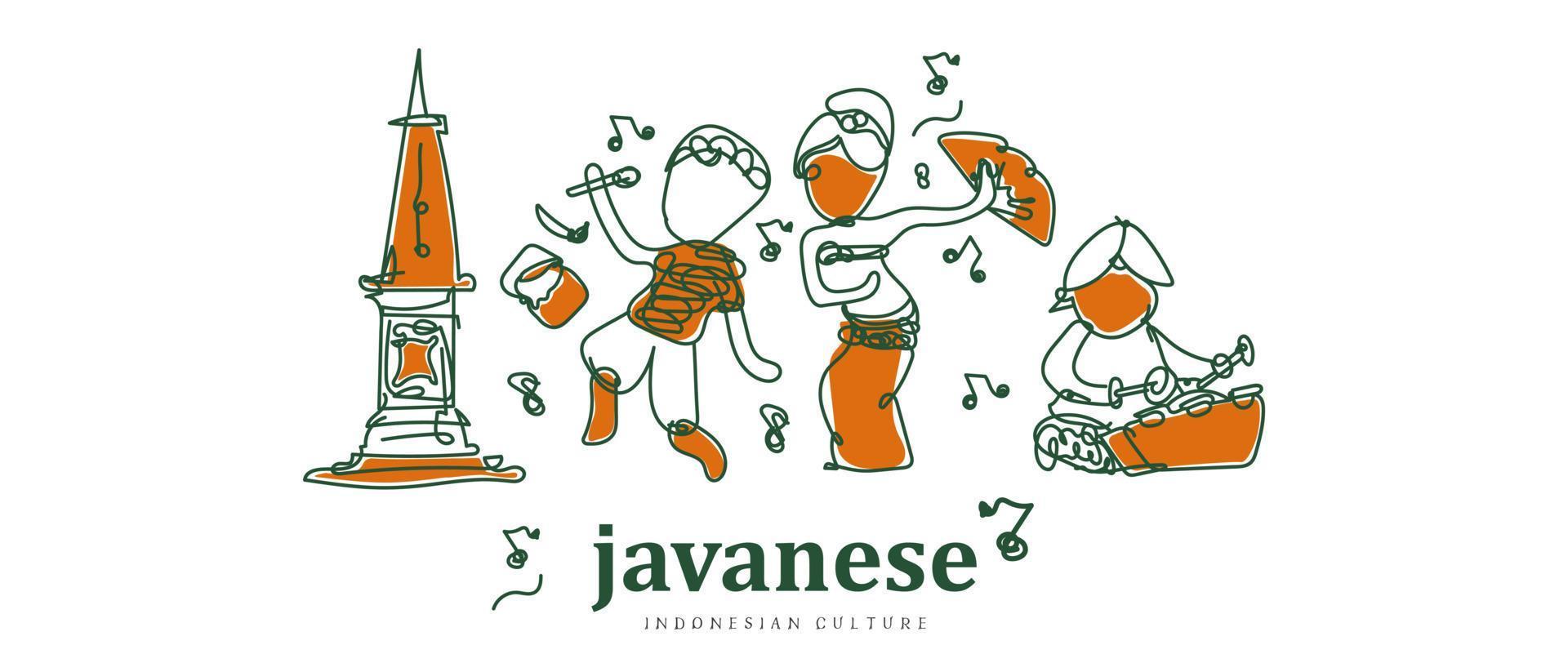 Javanese dancer and singer illustration. vector