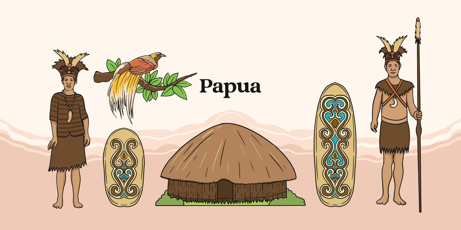 Isolated papua Illustration. Hand drawn Indonesian cultures vector