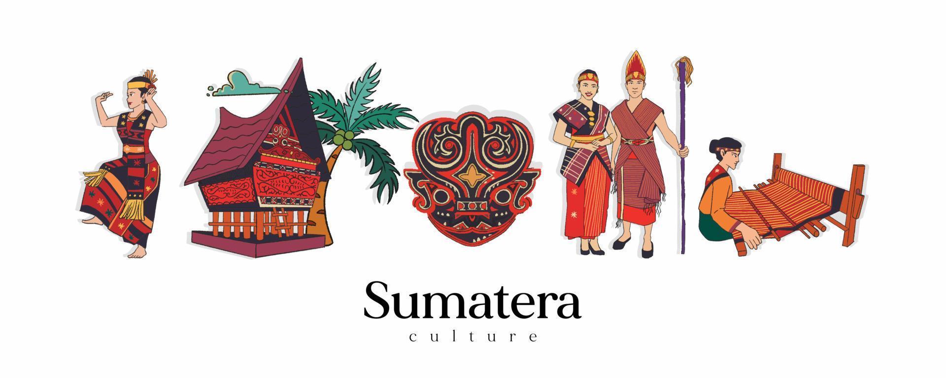 Isolated bataknese sumatera Illustration. Hand drawn Indonesian cultures vector