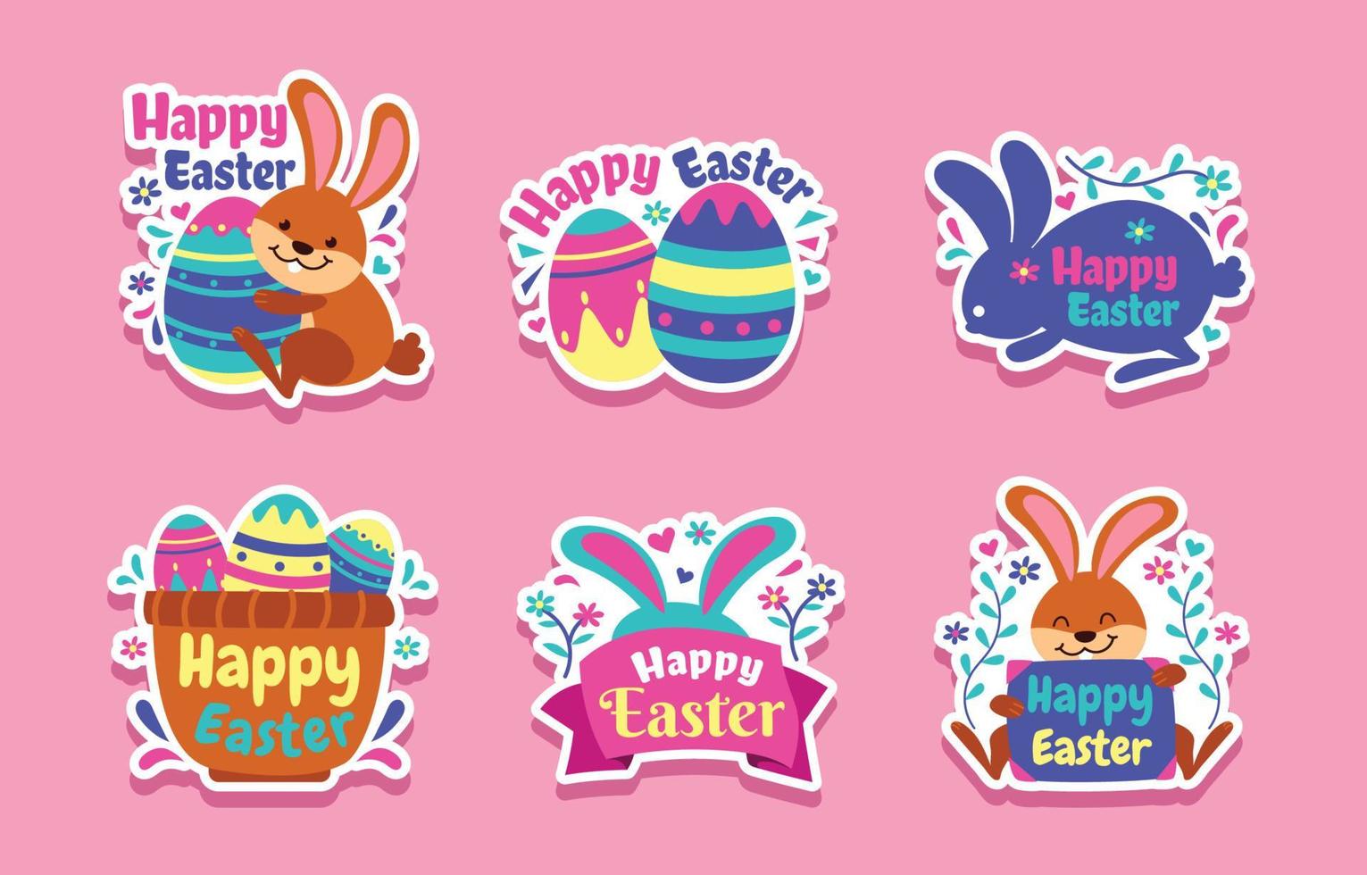 Easter Egg and Rabbit Sticker vector