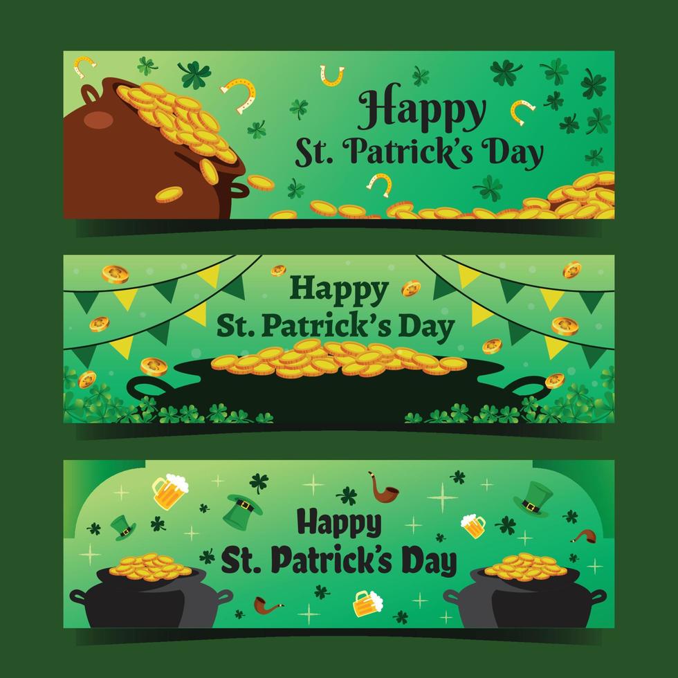 conjunto de banner de feliz día de san patricio vector