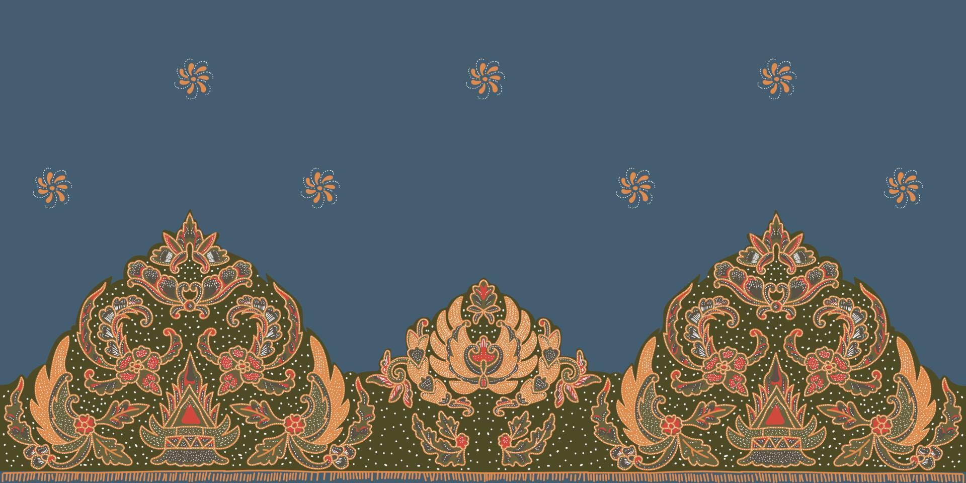 Flower Pattern. Indonesian motif, Batik is a technique of wax-resist dyeing applied to whole cloth. Geometric ethnic pattern traditional Design for background, fabric, vector illustration