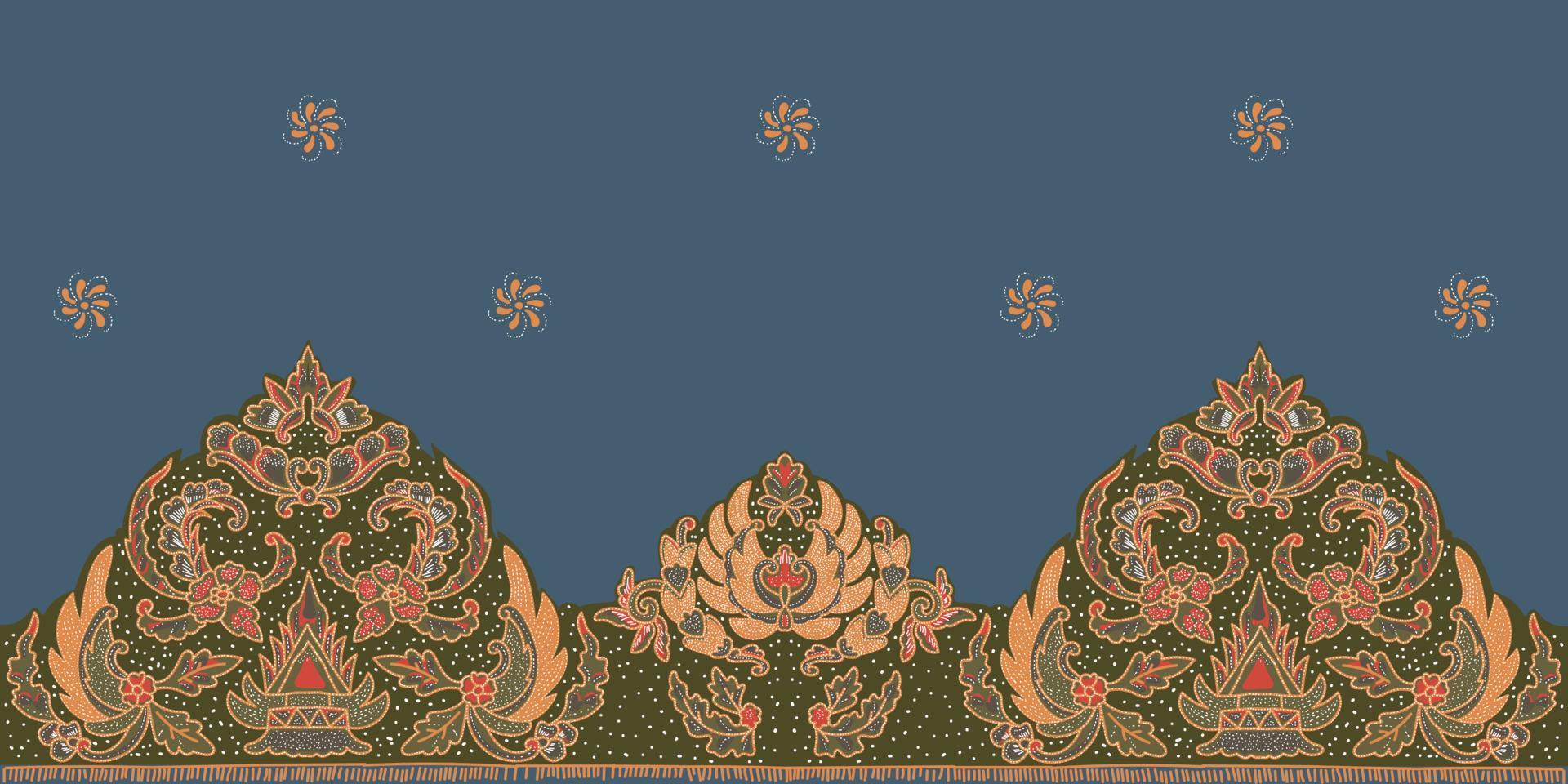 patrón de flores. Motivo indonesio, el batik es una técnica de teñido resistente a la cera que se aplica a toda la tela. patrón étnico geométrico diseño tradicional de fondo, tela, ilustración vectorial vector