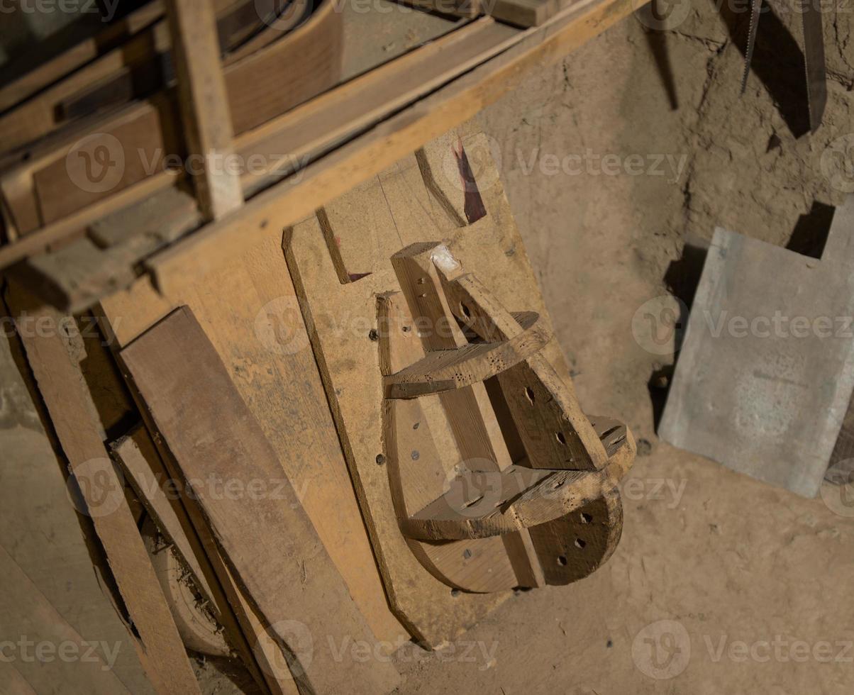 equipment in the workshop for the restoration of ancient musical instruments photo