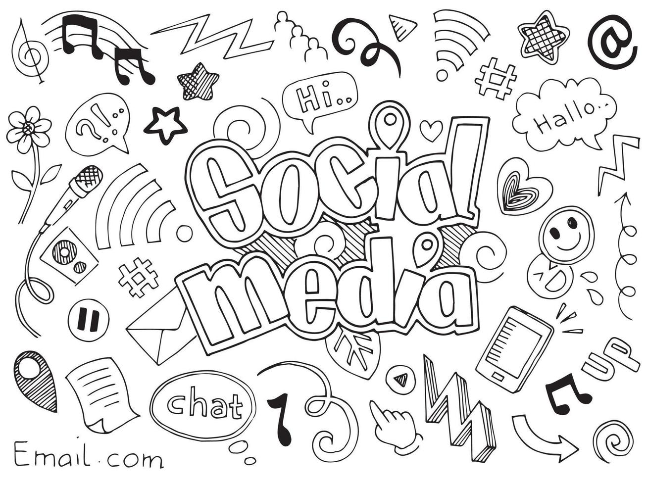 Social media vector illustration doodles.