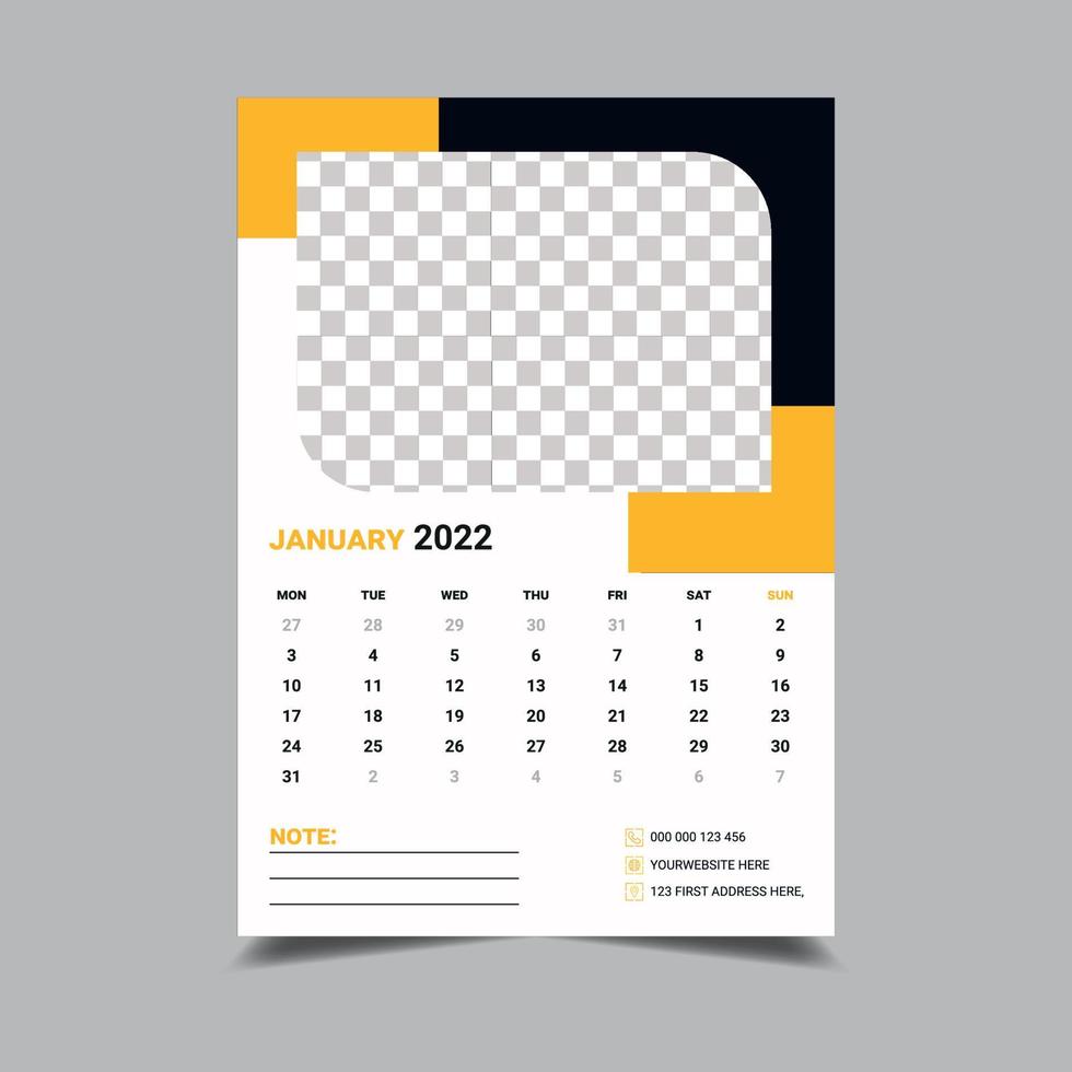 Wall Calendar 2022 Template, Happy New Year 2022 vector