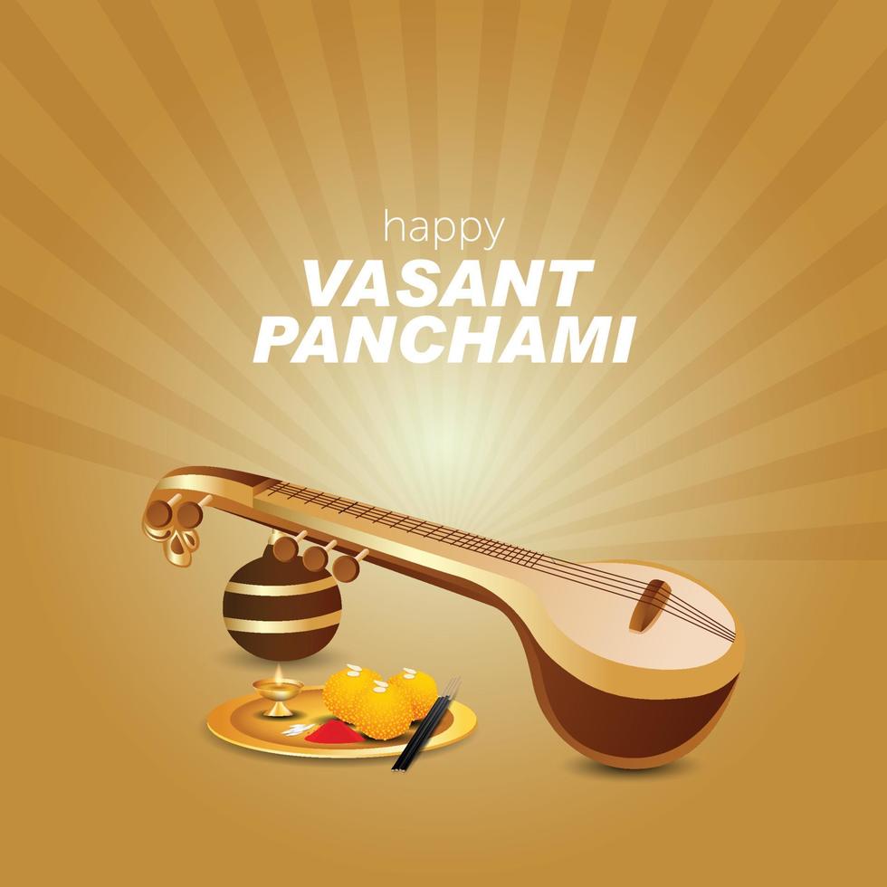 vasant panchami, también escrito basant panchami, es un festival vasant panchmi con veena vector