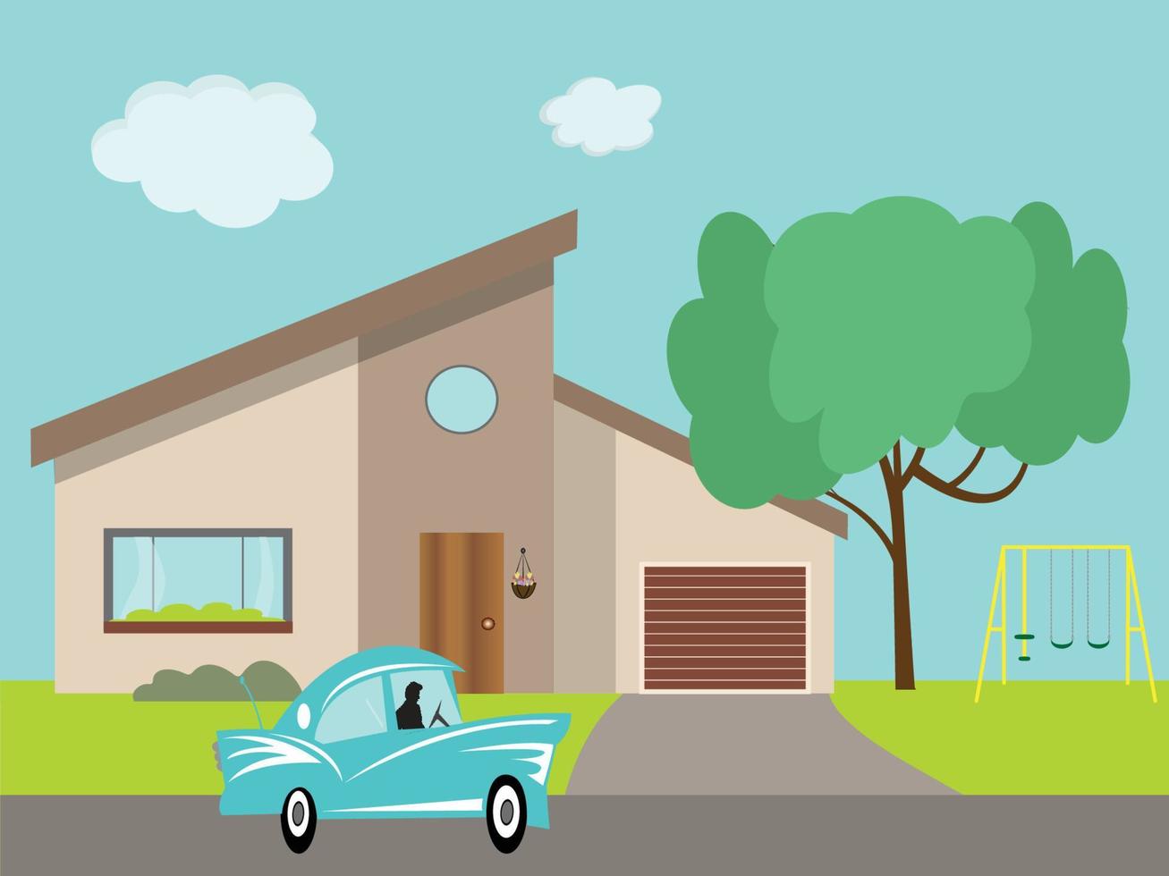 Retro themed 1960s home vector
