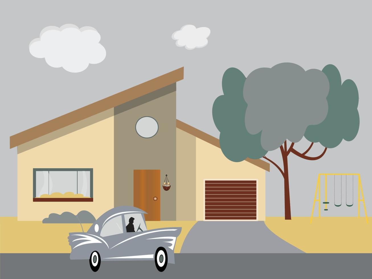 Retro themed 1960s home vector