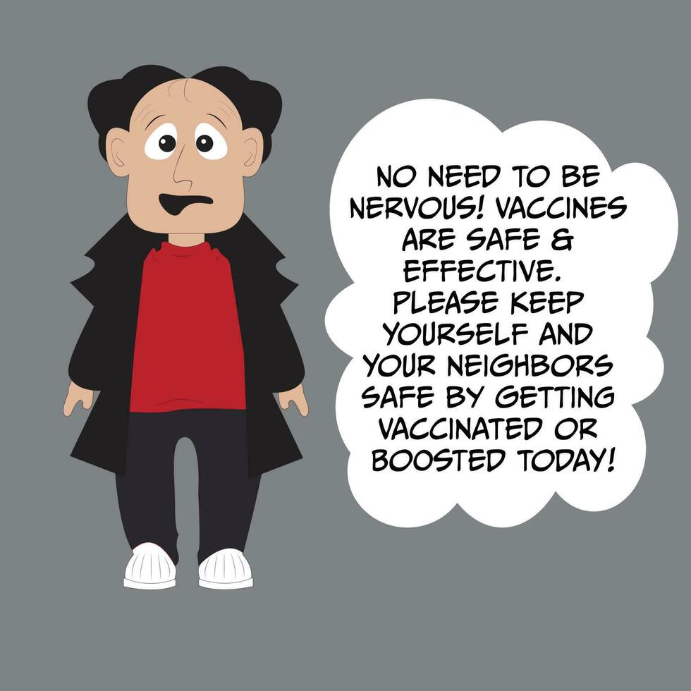 cartoon man vaccine poster vector
