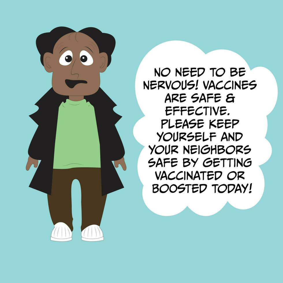 cartoon man vaccine poster vector