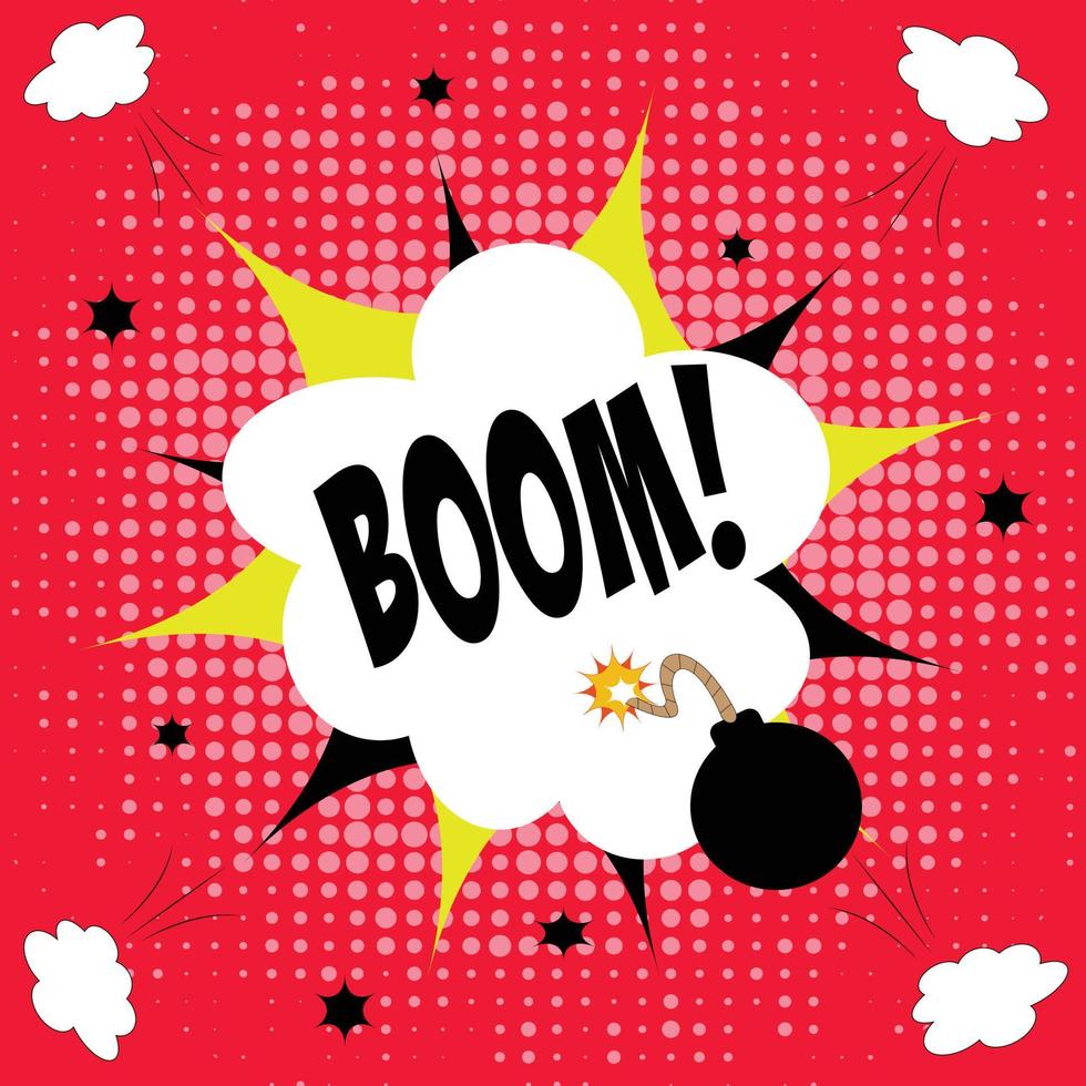 comic boom themed vector illustration with exploding bomb 5485989 ...