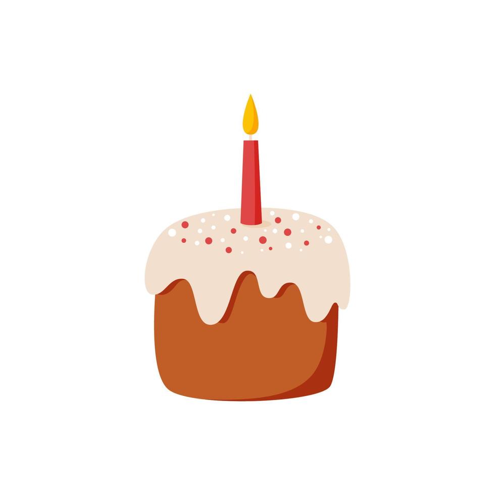lindo cupcake de cumpleaños de dibujos animados con una vela encendida.  ilustración vectorial 5486008 Vector en Vecteezy
