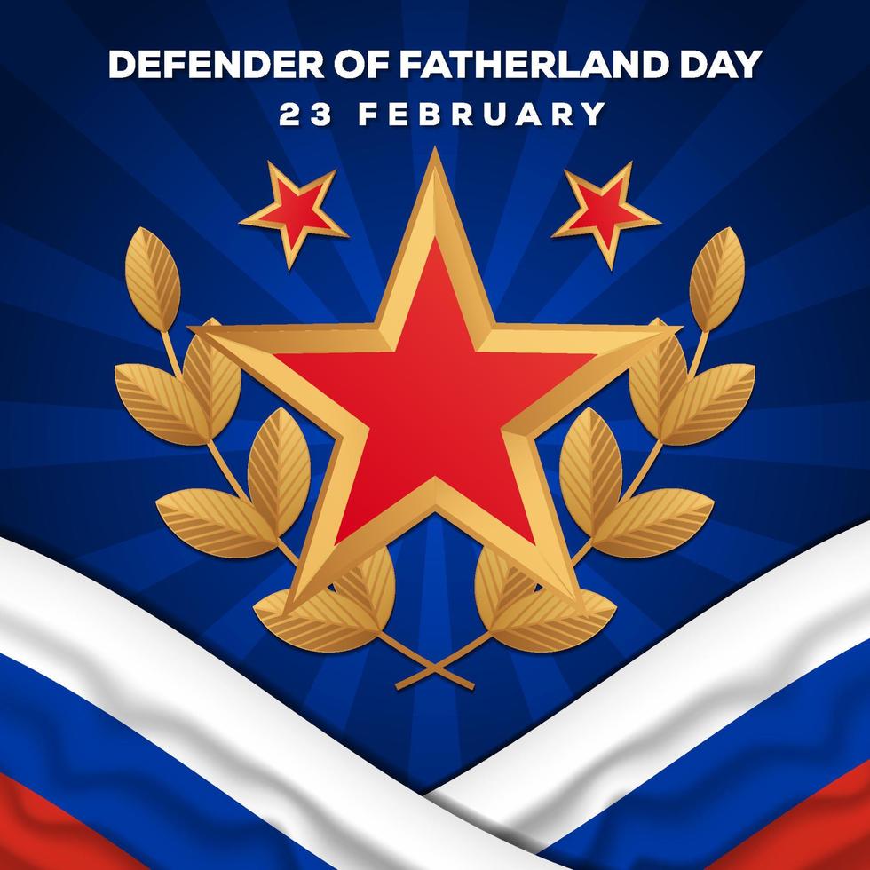 defender of fatherland day 23 february illustration design with realistic flag and stars vector